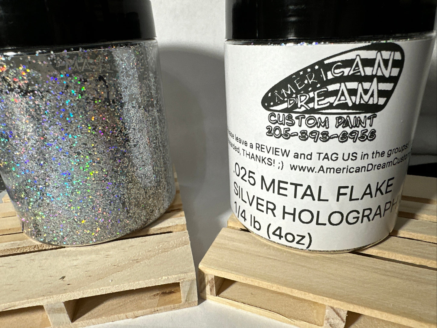 1 OZ TESTER SAMPLES OF ALL THREE (HOLOGRAPHIC) METAL  FLAKE COLORS: SILVER, GOLD, & RED