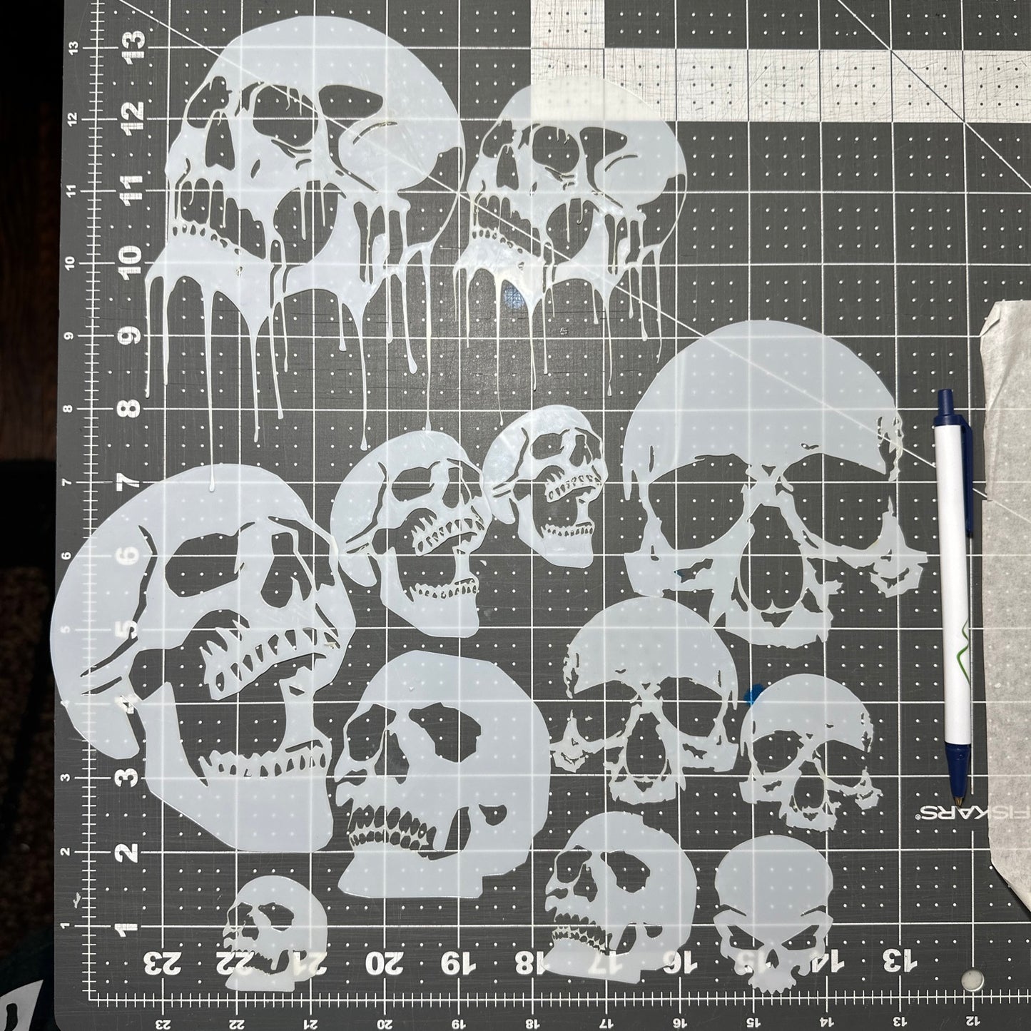 SKULLS Dripping 12pcs Airbrush paint stencils Mylar reuseable