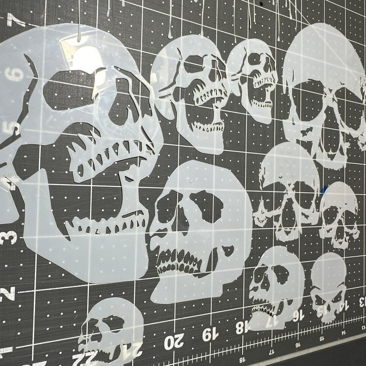SKULLS Dripping 12pcs Airbrush paint stencils Mylar reuseable