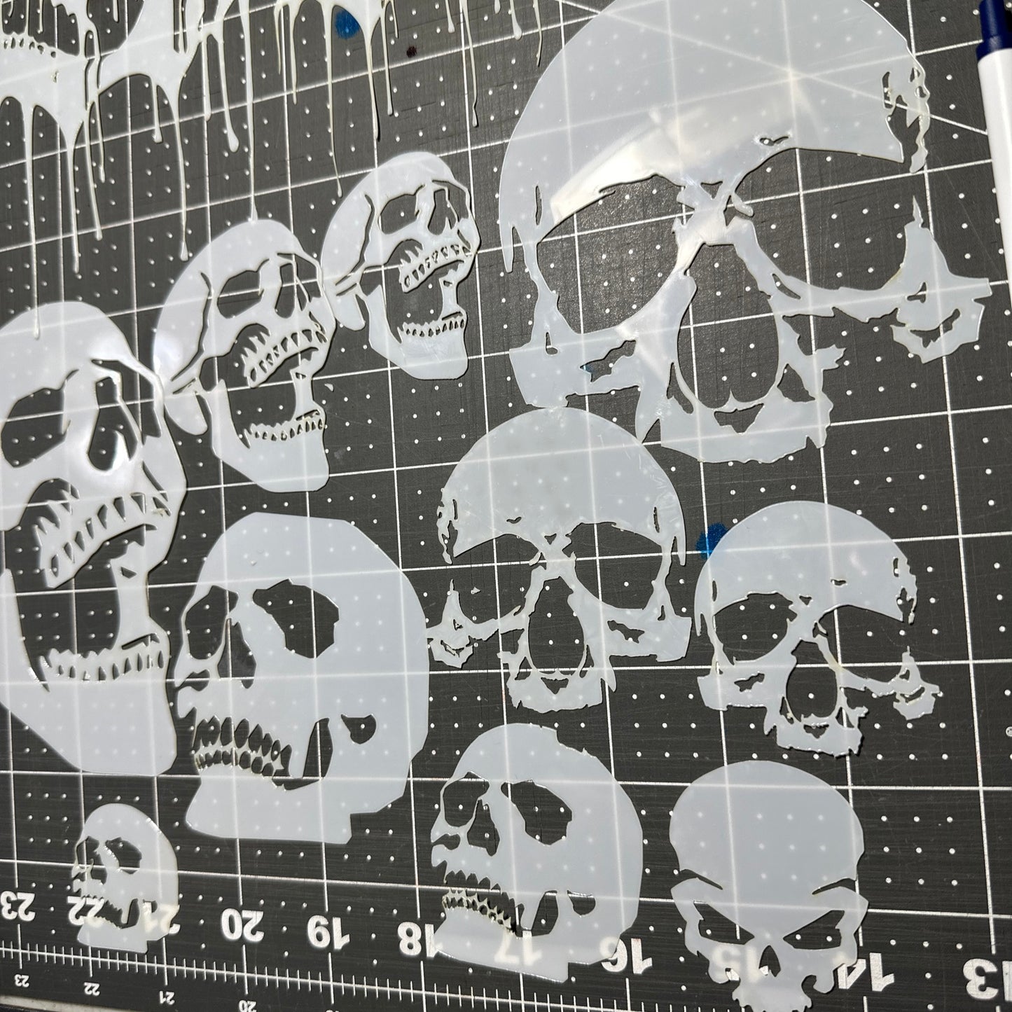 SKULLS Dripping 12pcs Airbrush paint stencils Mylar reuseable