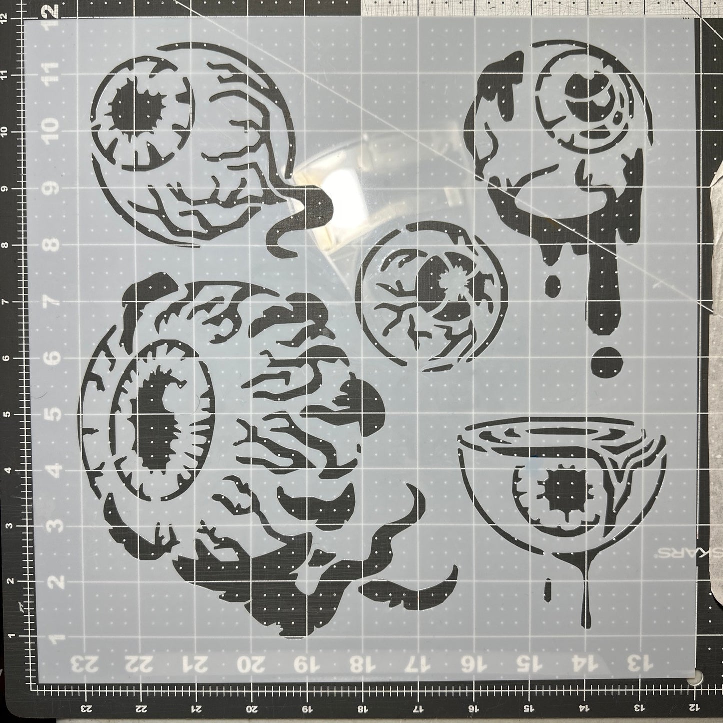 Eyes EYEBALL 12” sheet 5 designs Airbrush paint stencil Mylar reuseable