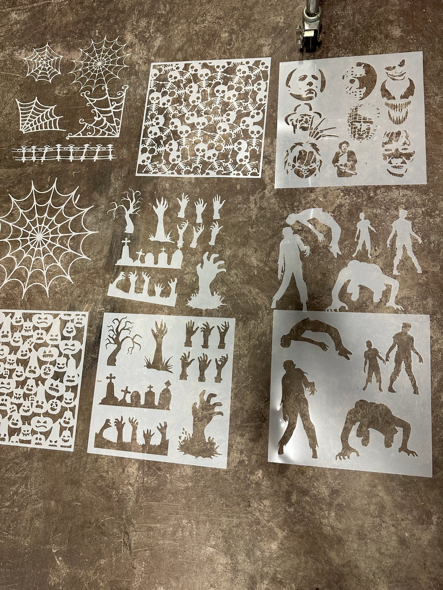 11 Sets HALLOWEEN Horror themed PACK + cutouts AIRBRUSH Paint STENCIL Reusable