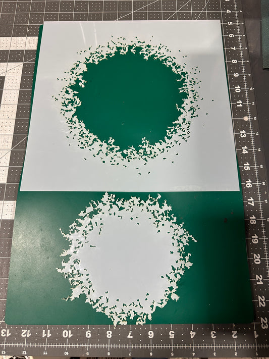 2pc Grunge Sun Round hole Texture AIRBRUSH Paint STENCIL Reusable