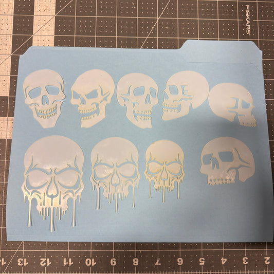 9pc Mini Skulls reusable stencils set dripping skull