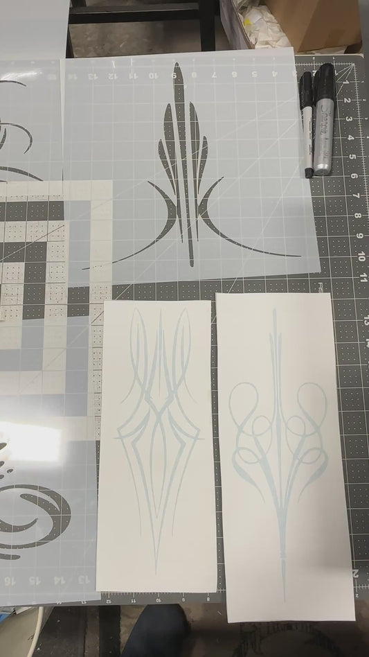 Pinstriping PACK 11X Styles LG 12” AIRBRUSH Paint STENCIL Reusable & 2 vinyl
